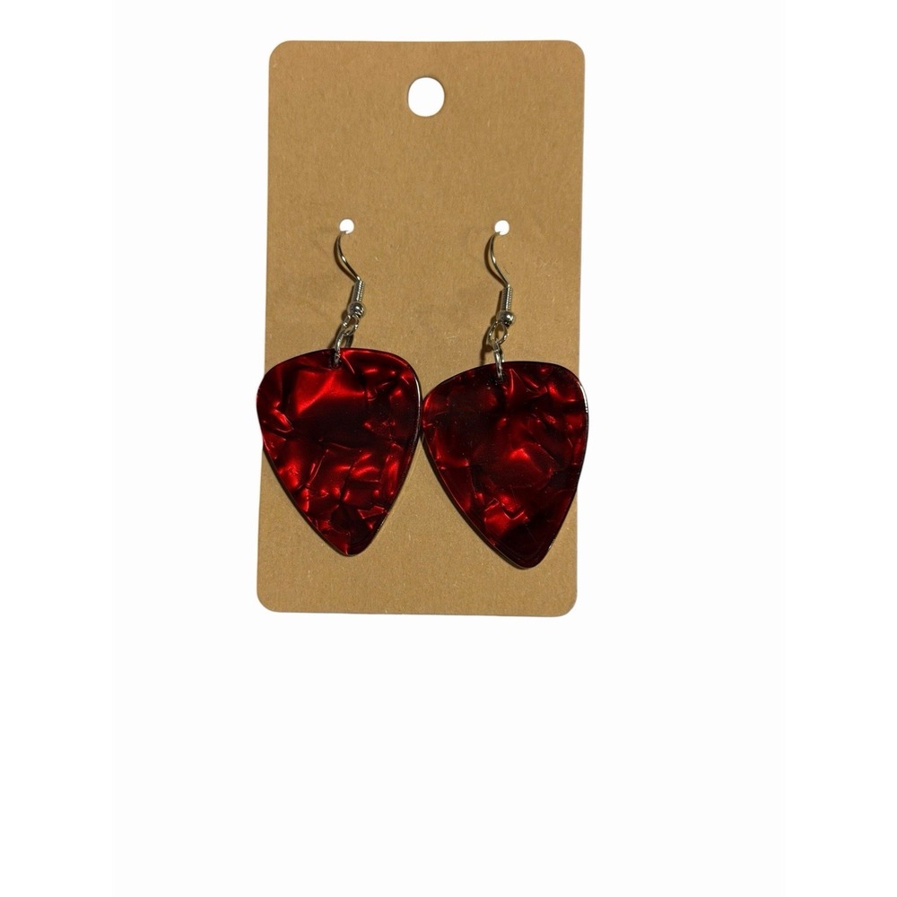 New Novelty Fashion Earrings red guitar pick